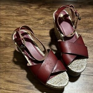 Mossimo Supply Co Brown Wedge Sandals with Criss-Cross Straps